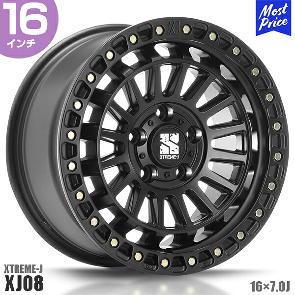 エクストリームJ XTREME-J XJ08 16インチ 7.0J 25 5-114.3 サテンブラック ホイール1本 | MLJ エムエルジェイ オフロード アルミホイール 4WD 4x4 黒 デリカD5 RAV4｜モーストプライス