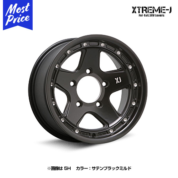 エクストリームJ XTREME-J XJ05 16インチ 8.0J ±0 5-150 サテンブラックミルド ホイール1本 | 70/76 ランクルバン アルミホイール ブラック オフロード オフロード系 ライトクロカン トラック JWL-T