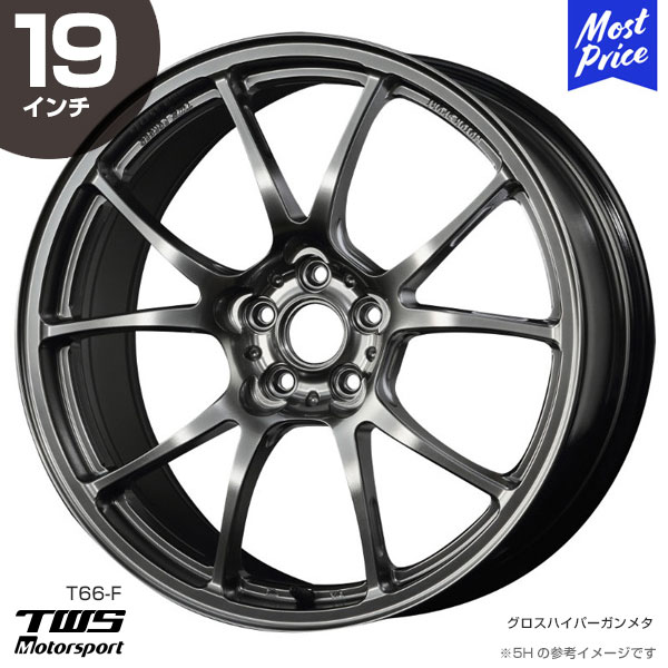 TWS Motorsport T66-F 19インチ 9.5J 45 5-120 グロスハイパーガンメタ ホイール1本 | アルミ鍛造1ピース スポーク レース 超軽量 カスタム ドレスアップ アルミホイール 鍛栄舎 TAN-EI-SYA FORGED