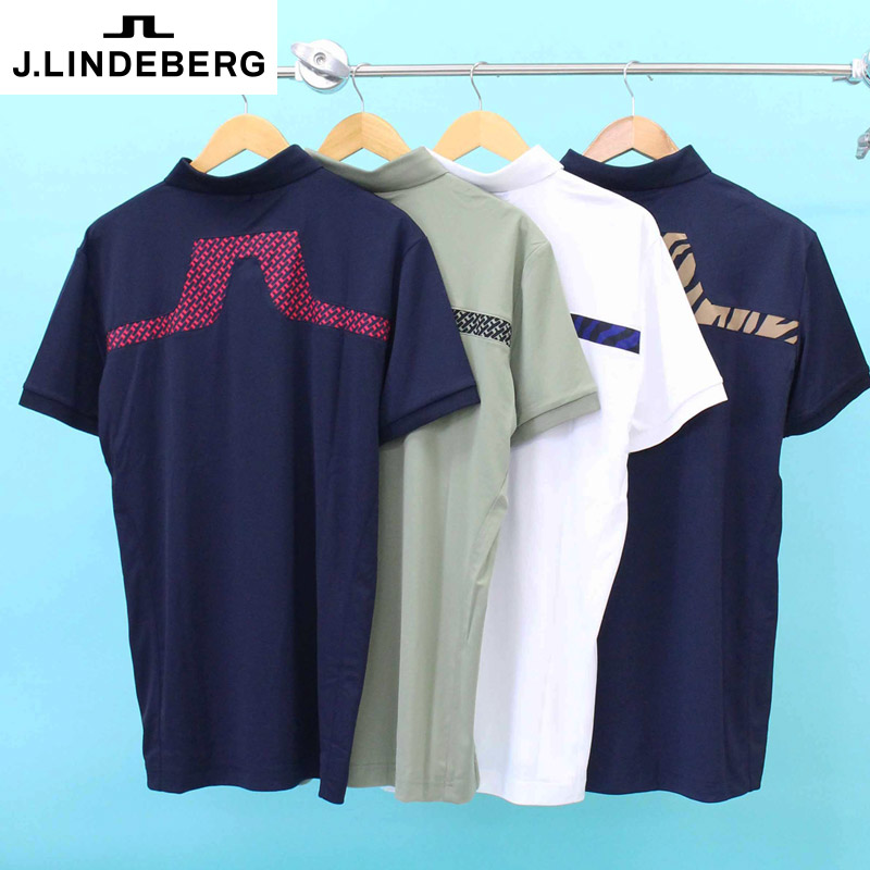 貨物輸送無料 Jリンドバーグ J.LINDEBERG ゴルフ御召しもの メンズ スポーツシャツ 半袖 UV撥ねのける 吸水速乾 うしろ側ブリッジ回路柄 襟ロゴタイプ トップス 春夏 ゆうパケ