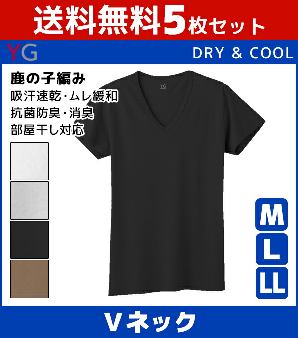 送料無料5枚セット Yg ワイジー Dry Cool ドライ Vネックtシャツ グンゼ Gunze 涼感 夏 涼しい 下着 メンズ 夏用 インナー 大きいサイズ インナーシャツ Tシャツ メンズ肌着 ひんやり クール 肌着 Vネック インナーウェア 冷感インナー セット まとめ買い アンダーウェア