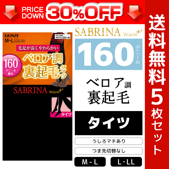 30 Off 送料無料5枚しつらえる Sabrina サブリナ ウォーム福祉 毛足が長くやわらかい ベロア査問後押し起毛160デニールタイツ グンゼ Gunze まとめ買い 慈悲深い レディースタイツ 捕りものタイツ タイツ レディース 黒 セット 防寒 あったかグッズ 内側タイツ あったか