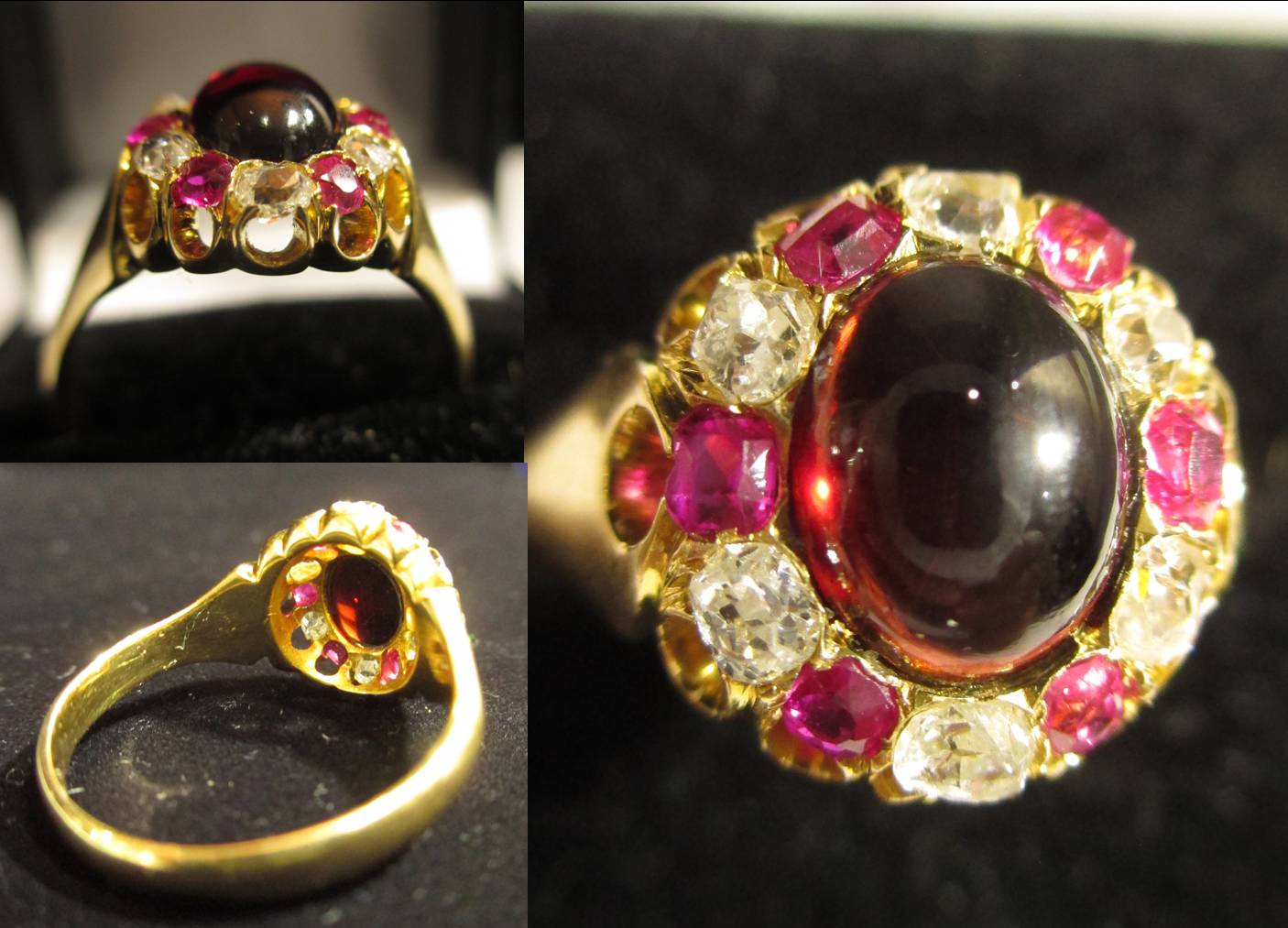 新作モデル １９世紀ヴィクトリアンアンティークジュエリー ガーネット ダイヤ ルビーを使ったと１８ｋの指輪 指輪 リング Slcp Lk