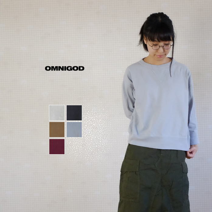 【P12倍★マラソン限定】【SALE20%OFF】OMNIGOD(オムニゴッド)8/天竺 マニッシュ トレーナー 日本製 レディース 59-809N【EX3】|mother 店