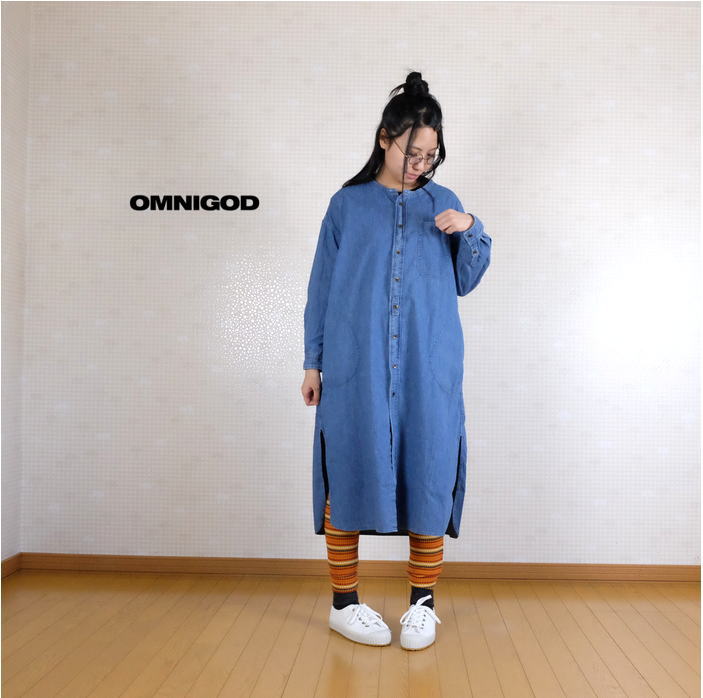 楽天市場 21ss Omnigod オムニゴッド 5 5oz甘織りデニム ワイドスタンドカラーワンピース 57 629e ｍｏｔｈｅｒ 楽天市場店