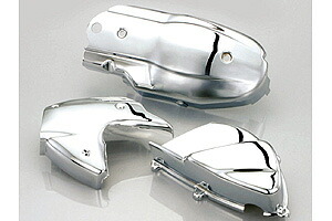 KITACO クランクケースカバーガーニッシュSET（メッキ）/シグナスX（キャブ） 335-0407710｜バイクパーツ MotoJam 店