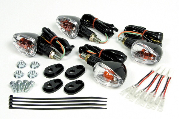 SP武川 ストリームラインウインカーセット［前後セット］（ブラックボディー）/D-TRACKER125・KLX125 05-08-0282｜バイクパーツ MotoJam 店