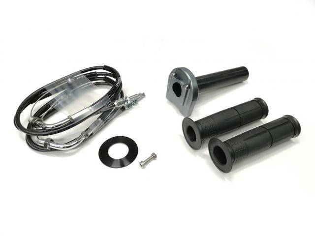 在庫有り ACTIVE アクティブ 汎用スロットルキット TYPE-3 ガンメタ 巻取φ42 [ワイヤー:メッキ金具 900mm] 1063523｜MOTO-OCC 店