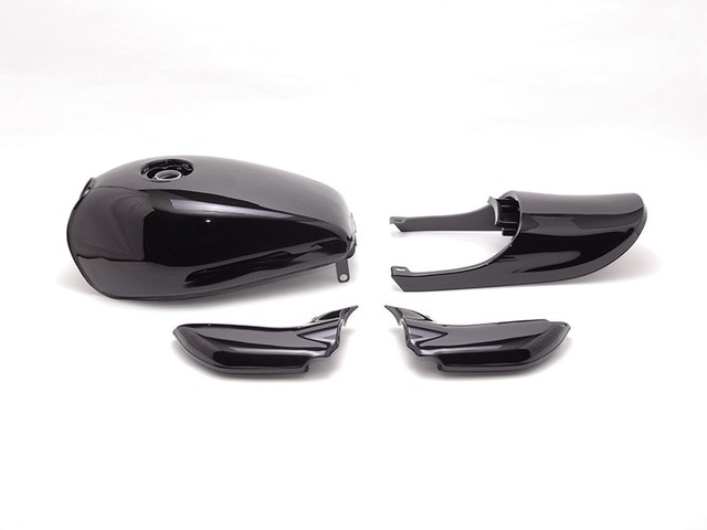 ゼファー750 Z2タイプスチールタンクセット(エアプレーンキャップ仕様)ソリッドブラック ドレミコレクション 20127