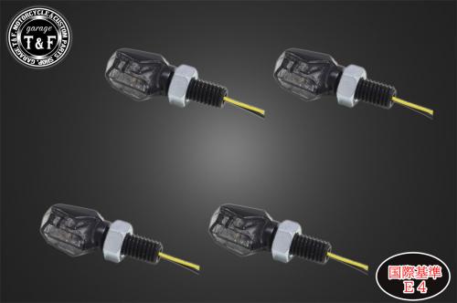 在庫有り Garage T&F ティーアンドエフ 超小型ダイヤカットウィンカー(LED)ブラック ダークレンズ仕様KIT ステーA SL150BKDA｜MOTO-OCC 店