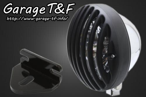 在庫有り Garage T&F ティーアンドエフ 250TR 5.75インチバードゲージヘッドライト(メッキ/ブラック)&ライトステー(タイプE)KIT 250TRHL20