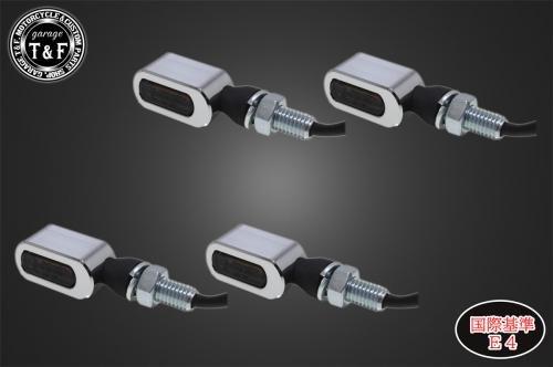 在庫有り Garage T&F ティーアンドエフ 超小型スクエアウィンカー(LED)メッキ ダークレンズ仕様KIT ステーD SL152CRDD｜MOTO-OCC 店