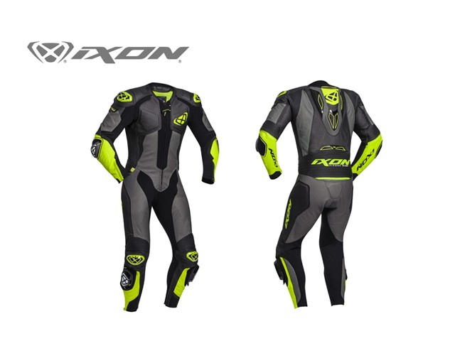 IXON（イクソン）レーシングスーツVENDETTA EVO A (BK/ANTHRACITE/YLW) アジアフットモデル/MFJ公認 サイズ:M 102201025-1125-M