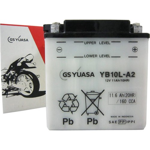 GSユアサバッテリー GS YUASA 開放型バイクバッテリー 【互換 B10L-A2 FB10L-A2】 メンテナンスフリー YAMAHA ヤマハ VX250 FZR250 SUZUKI スズキ GSX400 Kawasaki カワサキ Z250 LTD250 YB10L-A2|MOTO-OCC 店
