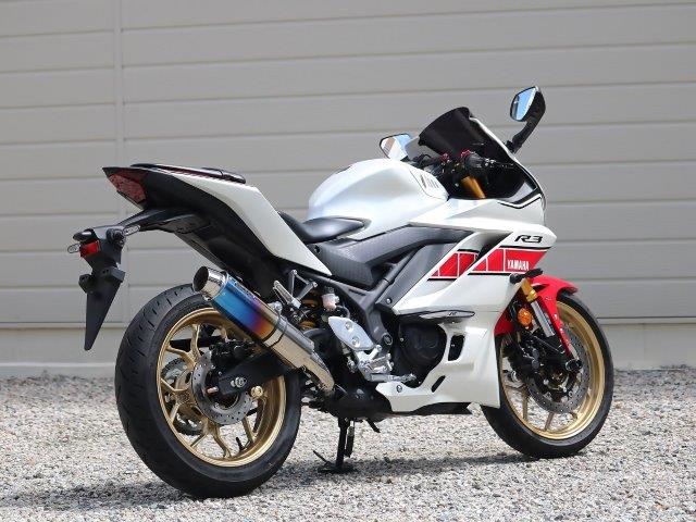 WR&rsquo;S ダブルアールズ マフラー ラウンド・焼き色チタンサイレンサー スリップオン YZF-R3 BK2310JM｜MOTO-OCC 店