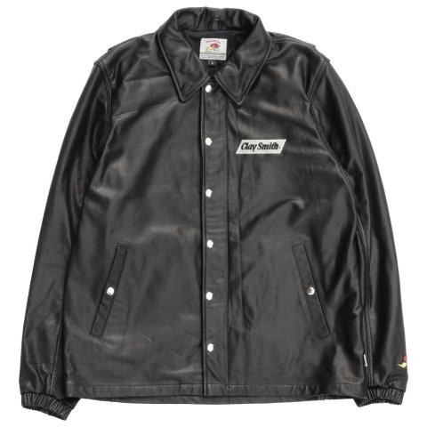 ORION ACE オリオンエース CLAY SMITH REALBLACK レザーコーチジャケット ブラック/アイボリー M レザー ジャケット CSY-5050