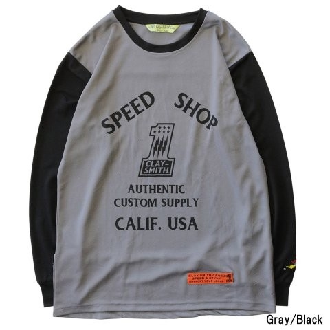 ORION ACE オリオンエース CLAY SMITH SANDY メッシュロングスリーブTシャツ グレー/ブラック L ティーシャツ CSY-5053