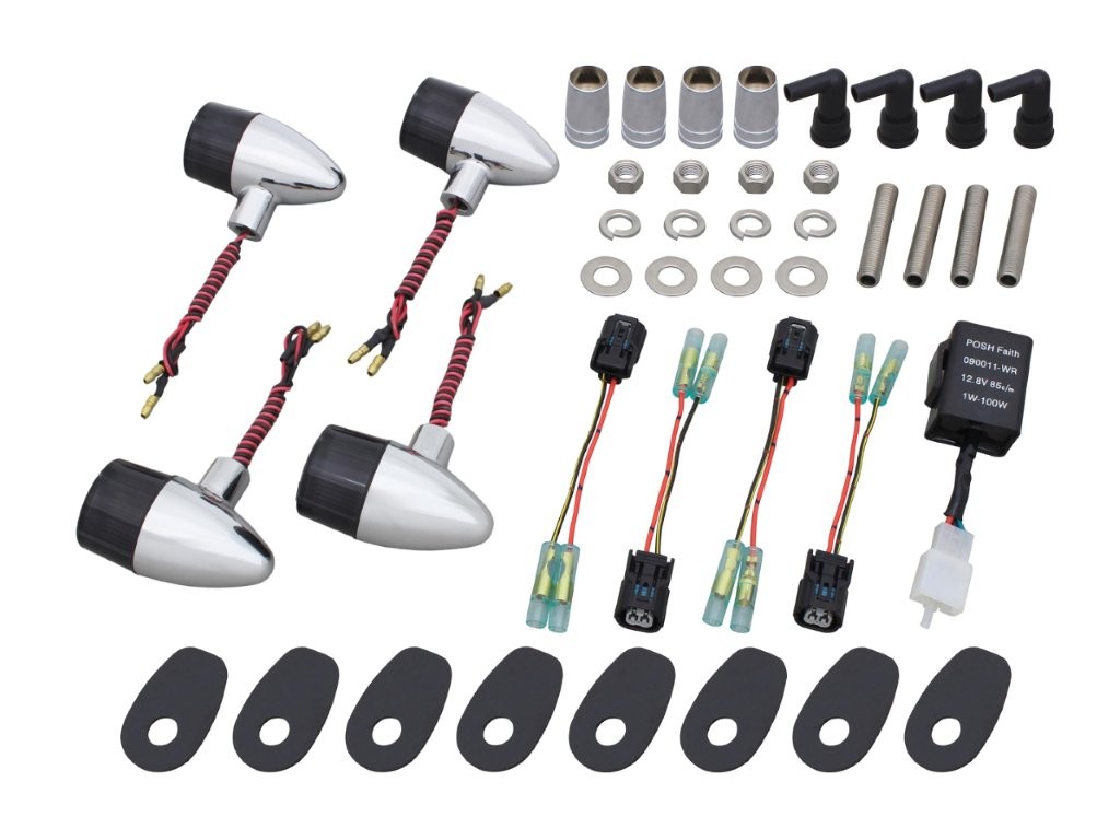 4営業日後 予定 POSH ポッシュ LED クラシカル 砲弾タイプウインカー車種専用キット メッキボディ/スモークレンズ カワサキ Z900RS/CAFE Z650RS 132097-73｜MOTO-OCC 店 24,121円