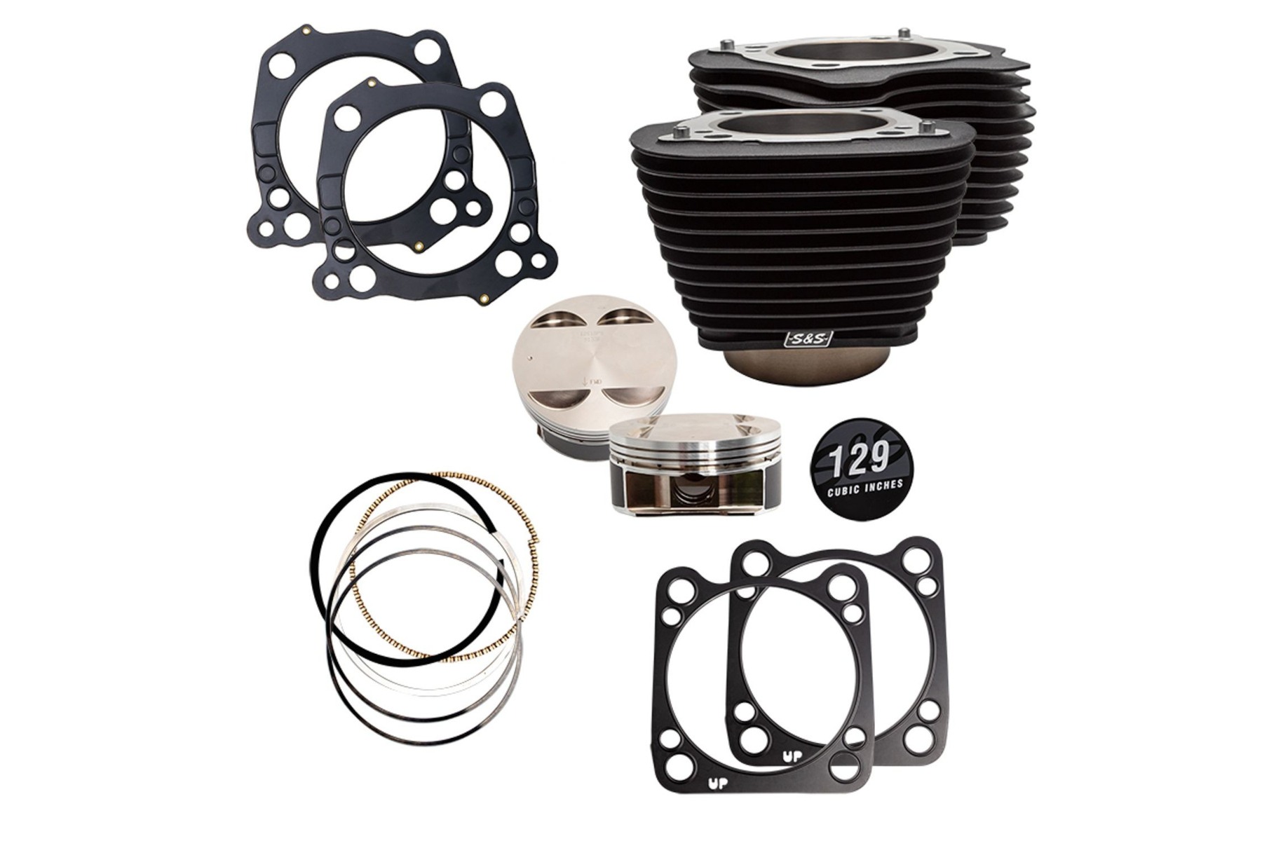 S&S Cycle エスアンドエスサイクル 129ビッグボアキット リンクルブラック ハイライトフィンナシ M8エンジン 107CI 910-0844