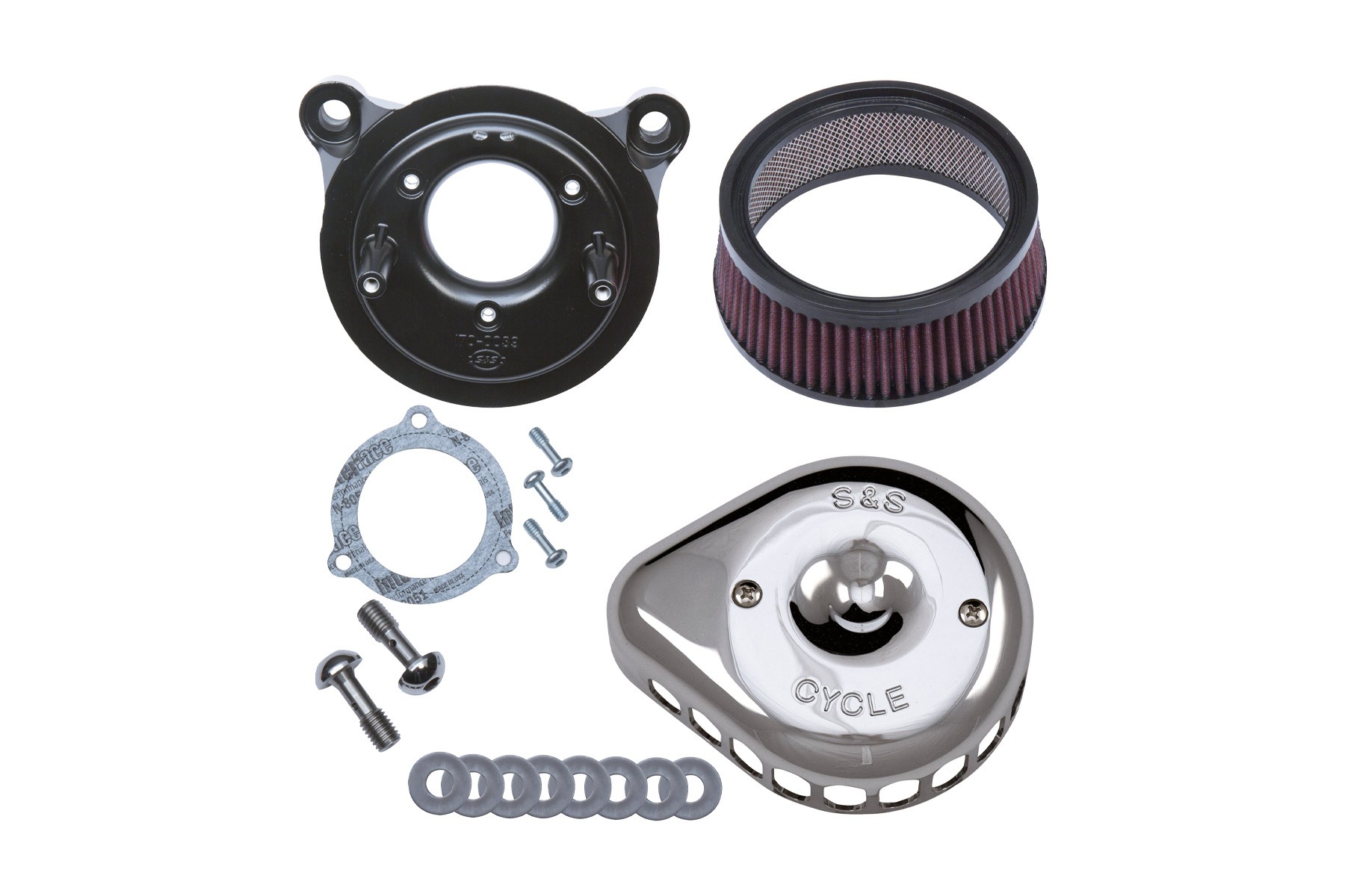 S&S Cycle エスアンドエスサイクル ステルス エアクリーナーキット ミニティアドロップ クローム ツインカム(電子スロットル) 08-17 170-0437