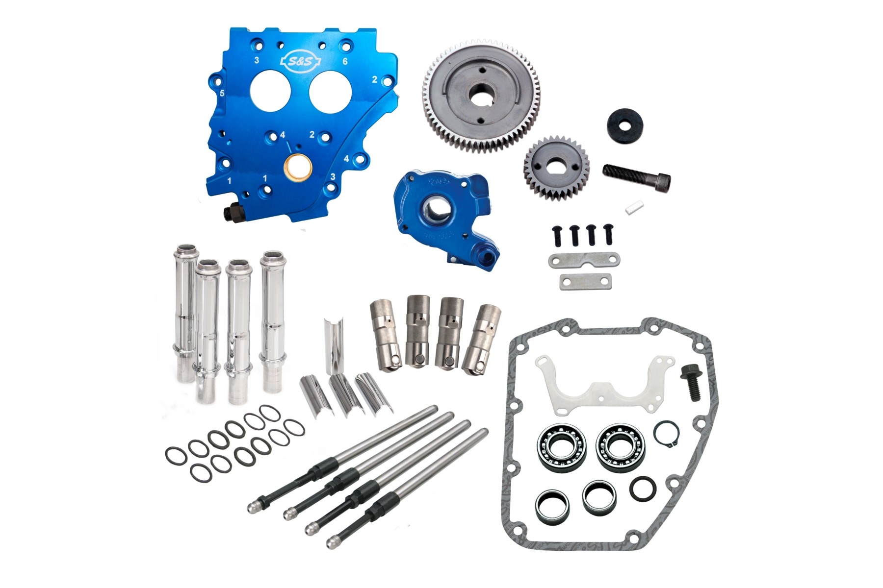 S&S Cycle エスアンドエスサイクル カムチェストキット/クロームプッシュロッドカバー TWIN CAM 99-06/ギアカム用 310-1267