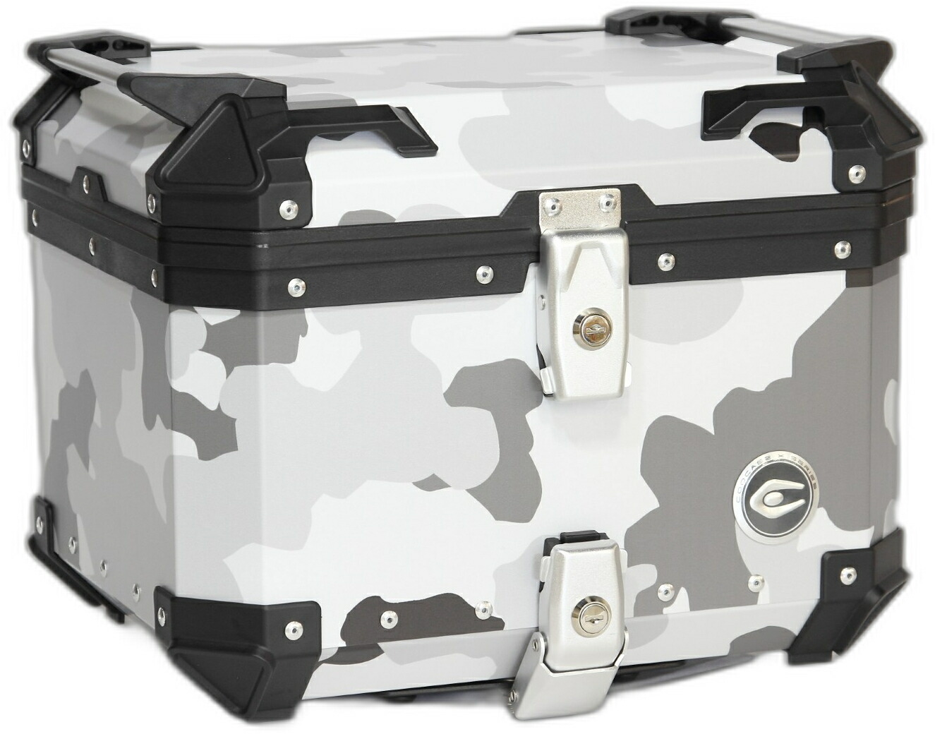 【20日限定！クーポン配布！】 クーケース COOCASE バイク用アルミトップケース リアボックス 45L カモフラージュブラックグレー 大容量 汎用 通勤 通学 デリバリー ベースプレート付き 鍵2本付き CCX450CBG