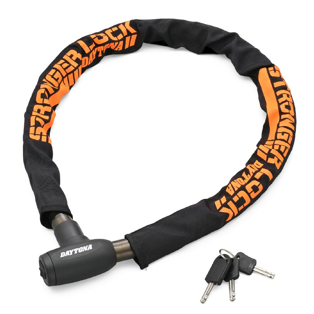 【15日限定！クーポン配布！】 デイトナ DAYTONA バイク用 ワイヤーロック φ26mmスチール合金製 LEDライト付き鍵 ストロンガースチールリンクロック 1000mm 48488