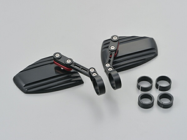 【25日限定！クーポン配布！】 デイトナ DAYTONA バイク用 ミラー ハイサイダーウェーブ (別売バーエンドミラーアダプターが必要) ブラック/レッド Lサイズ 16830｜moto-zoa 店 15,852円