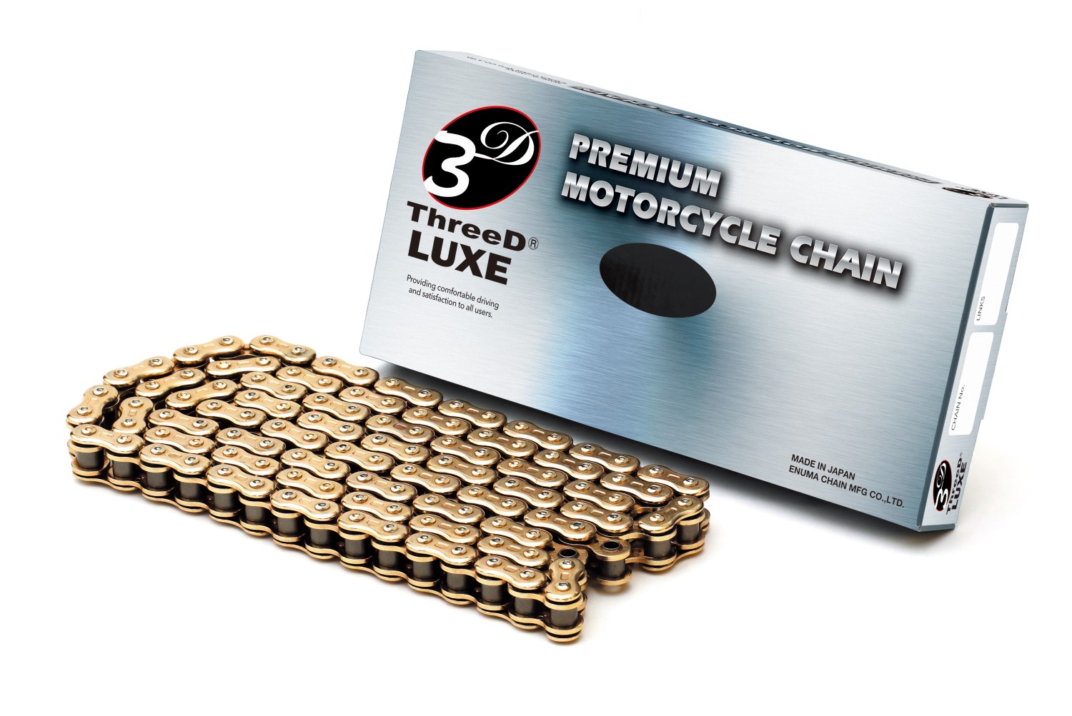 EKチェーン(江沼チェーン) ThreeD(スリード) LUXE(リュクス) バイク用チェーン 520L ゴールド 90L MLJ(カシメジョイント) NXリングシールチェーン
