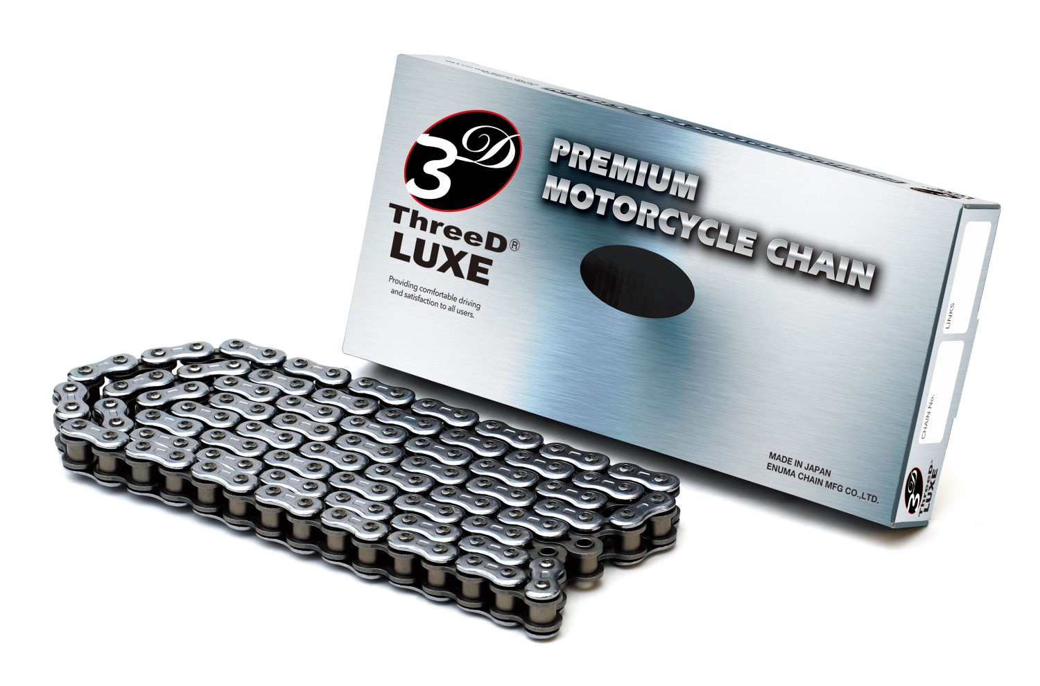 EKチェーン(江沼チェーン) ThreeD(スリード) LUXE(リュクス) バイク用チェーン 520L シルバー 98L MLJ(カシメジョイント) NXリングシールチェーン
