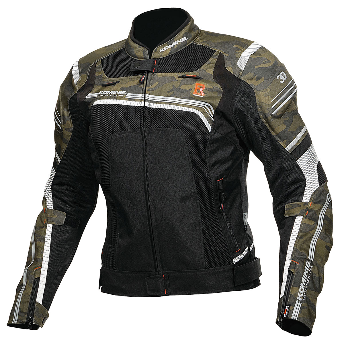【20日限定！クーポン配布！】 コミネ KOMINE バイク用 ジャケット Jacket JK-130 Rスペックメッシュジャケット カモ ブラック 迷彩 黒 Mサイズ 07-130/CM/BK/M 【夏対策・冷感・涼しい】｜moto-zoa 店