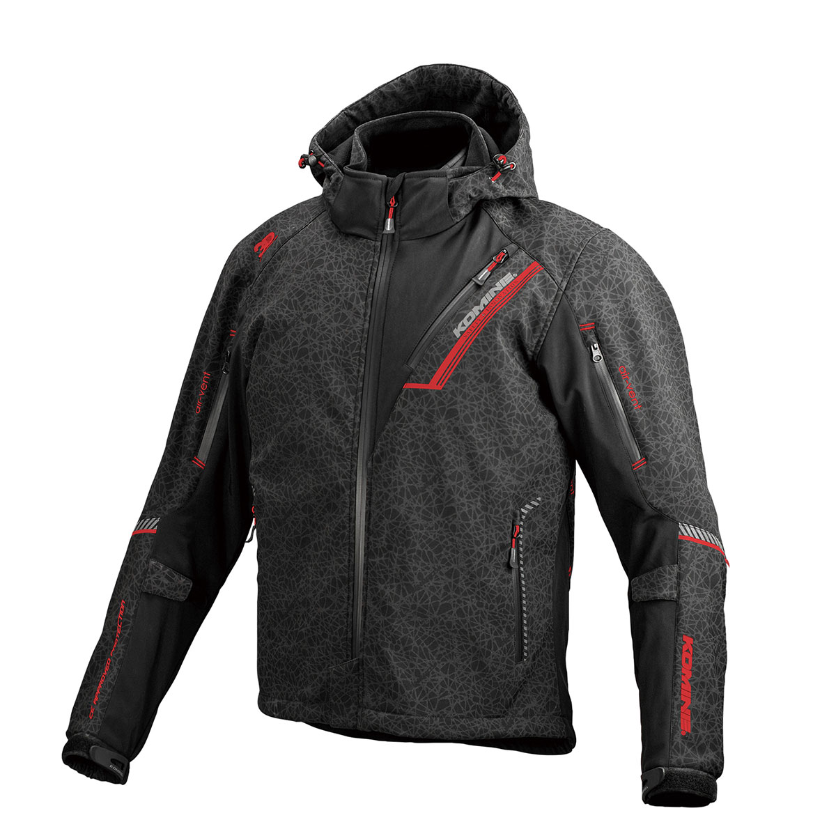 【18日限定！クーポン配布！】 コミネ KOMINE バイク用 ジャケット Jacket JK-579 プロテクトソフトシェルウインターパーカ イフ(HRカラー) HR ブラック レッド 黒 赤 Mサイズ 07-5791/H.BKRD/M