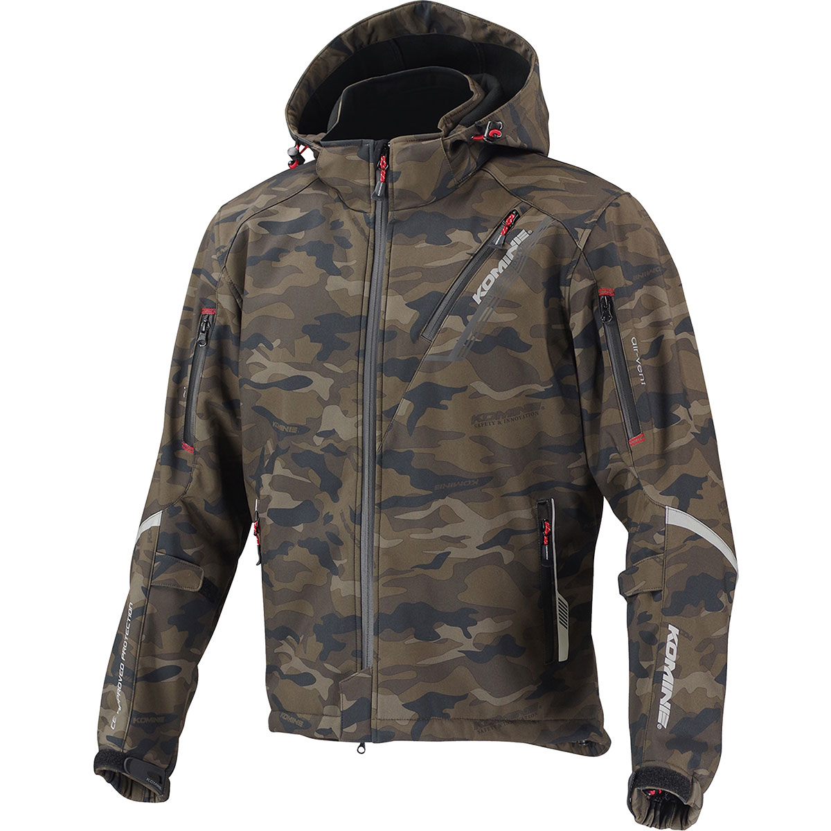 【18日限定！クーポン配布！】 コミネ KOMINE バイク用 ジャケット Jacket JK-579 プロテクトソフトシェルウィンターパーカ-イフ カモフラージュ 迷彩 WMサイズ 07-579/カモWM