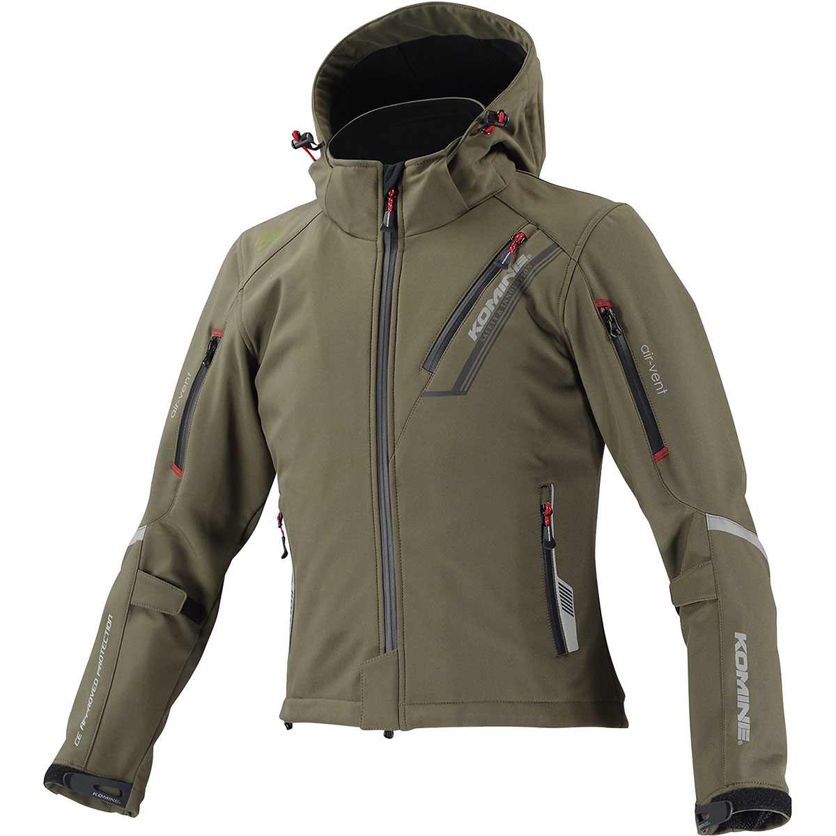 【18日限定！クーポン配布！】 コミネ KOMINE バイク用 ジャケット Jacket JK-579 プロテクトソフトシェルウィンターパーカ-イフ ディープ オリーブ Lサイズ 07-579/D.OL/L