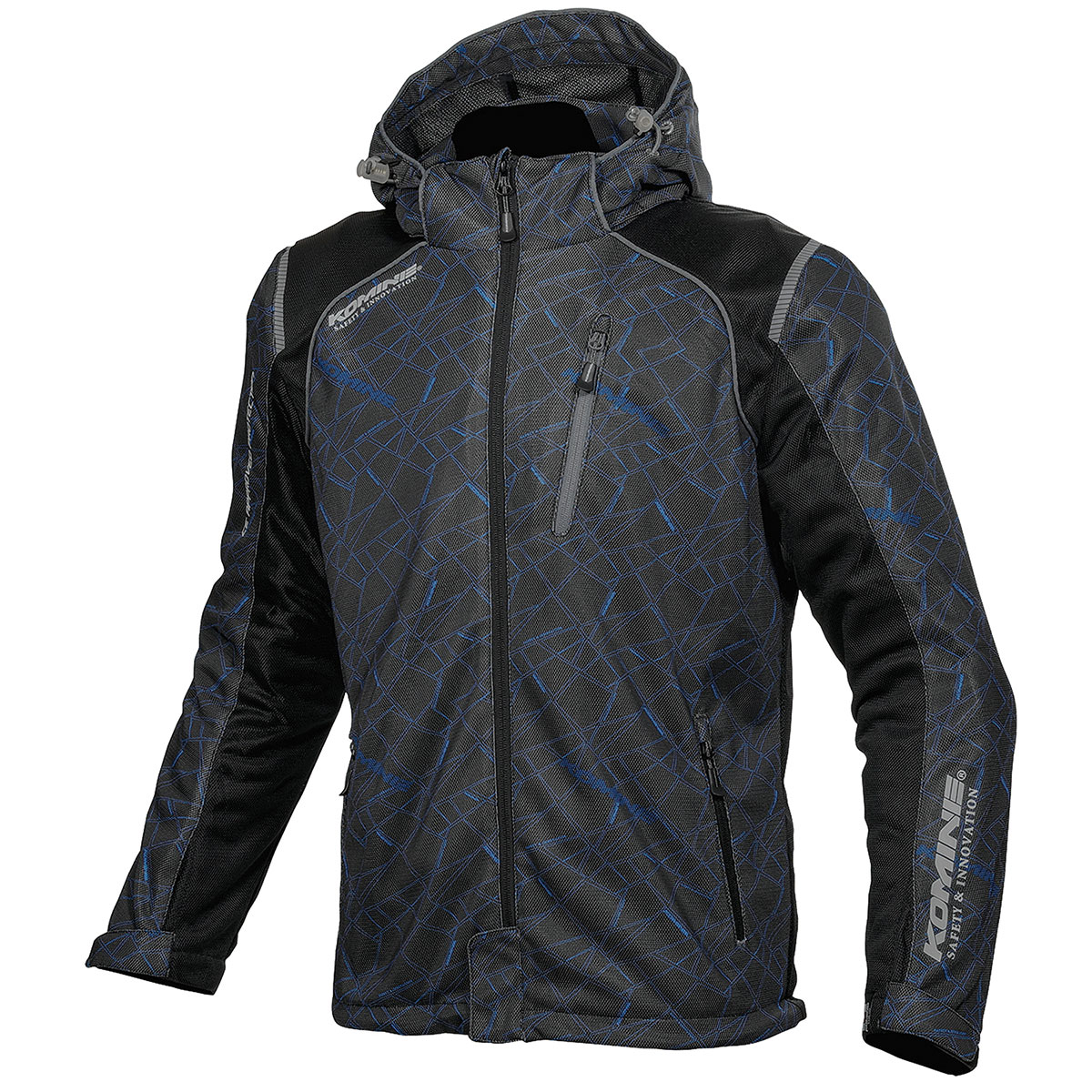 【25日限定!クーポン配布!】 コミネ KOMINE バイク用 ジャケット Jacket JK-135 プロテクトフルメッシュパーカ クラッシュブルー/ブラック Sサイズ 07-135/C.BL/S|moto-zoa 店