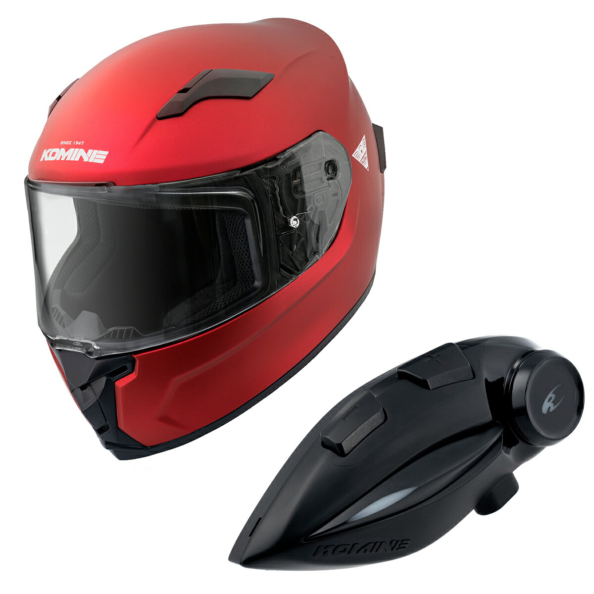 【18日限定!クーポン配布!】 コミネ KOMINE バイク用 HK-170 FL フルフェイスヘルメット + KK-902 モーターサイクルインターカム インカム マットメタルレッド XLサイズ 00-170