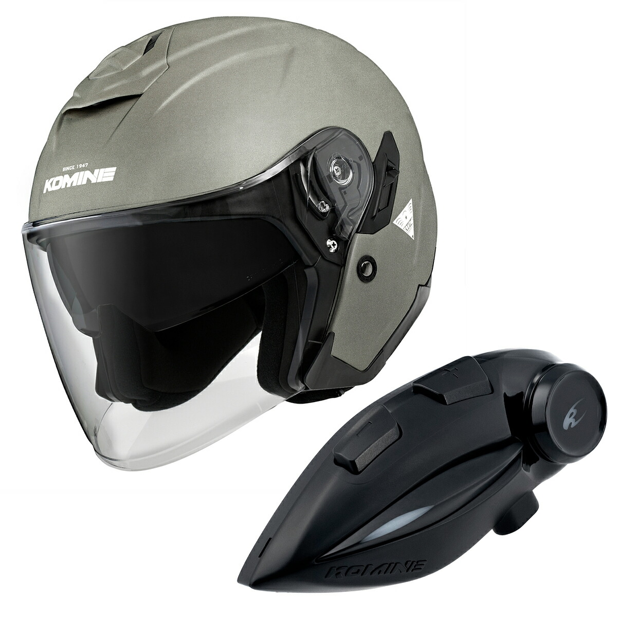 【18日限定！クーポン配布！】 コミネ KOMINE バイク用 HK-172 FL コンポジット FRP ジェットヘルメット + KK-902 モーターサイクルインターカム ガンメタル Lサイズ 00-172