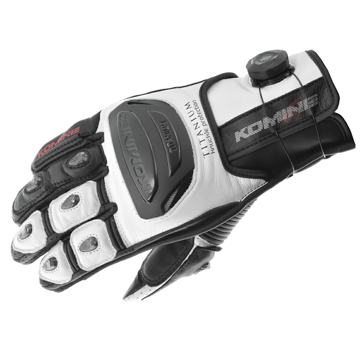 【18日限定！クーポン配布！】 コミネ KOMINE バイク用 グローブ Gloves GK-254 ダイアルフィットスポーツレザーグローブ ホワイト/ブラック 3XLサイズ 06-254/WH/BK/3XL