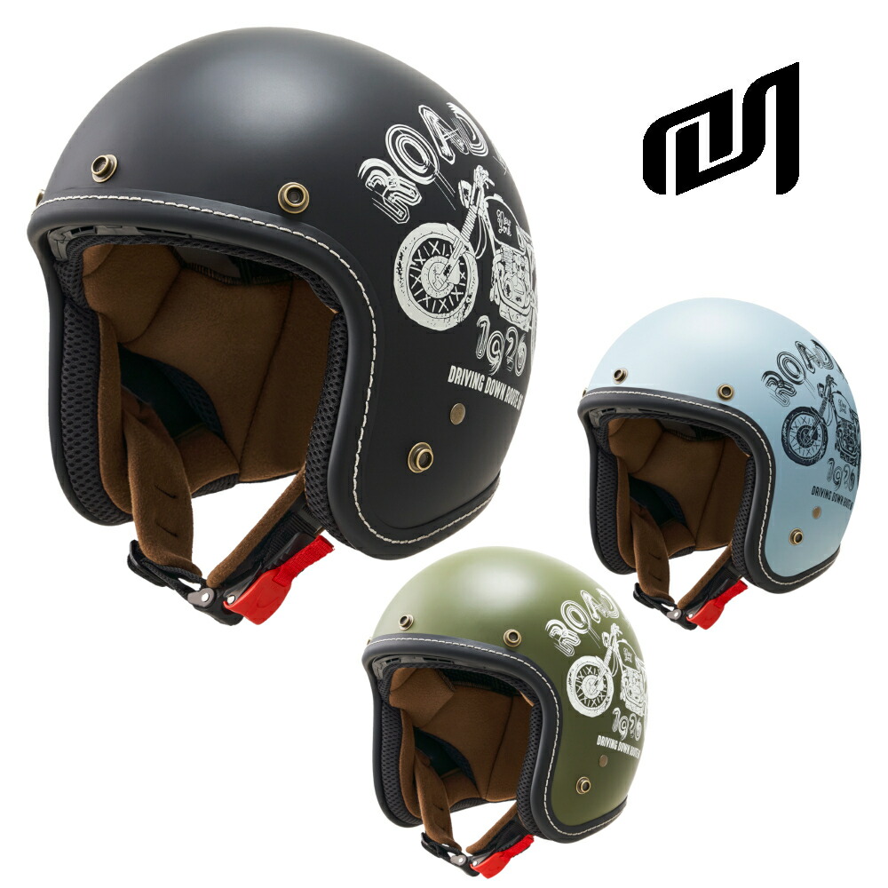 【マラソン期間 クーポン配布！】 マルシン Marushin バイク用 ヘルメット スモール ジェット オープンフェイス MCJ5 ロードフォーク ナチュラルカラー (マットブラック / マットオリーブ / マットナチュラルブルー) M / L / XL
