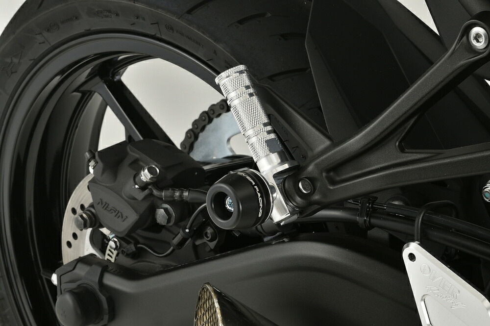 【マラソン期間 クーポン配布！】 OVER Racing(オーバーレーシング) バイク用 スライダー Ninja ZX-25R/SE(20-)/250(15-18)/400(14-18)/Z800/Z900/RS(18)/Cafe(18-) タンデムステップ シルバー 59-86-04