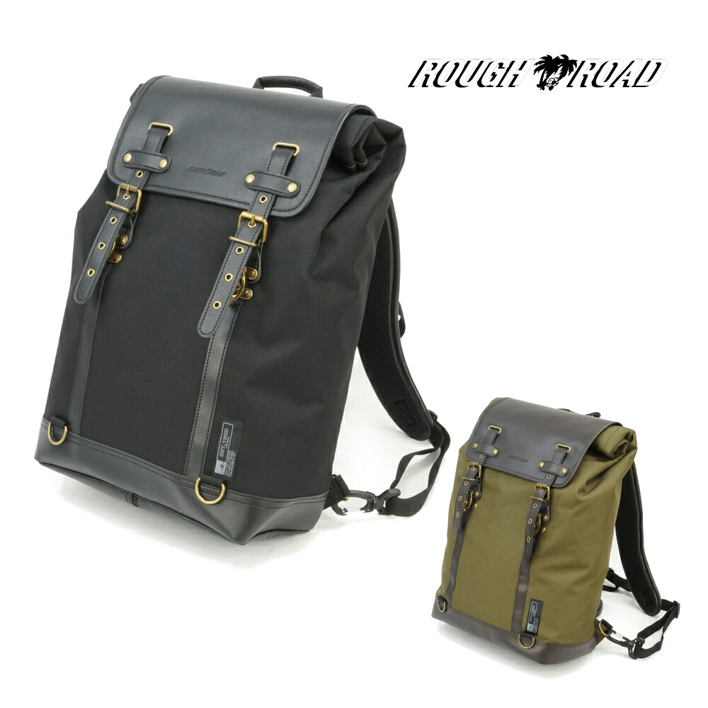 【マラソン期間 クーポン配布！】 ROUGH&ROAD (ラフ&ロード) バイク用 防水 バックパック デイバッグ リュック 容量18～20L RA1040 AQA DRY HBザック ブラック / オリーブ