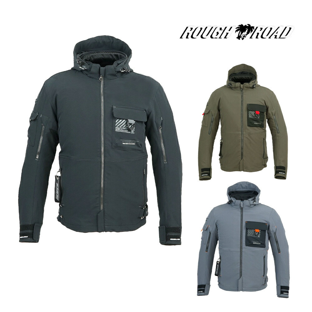 【15日限定！クーポン配布！】 ROUGH&ROAD (ラフ&ロード) バイク用 春夏 ウェア ベンチレーション プロテクター ジャケット RR7254 エアスルーソフトシェルストレッチパーカーFP