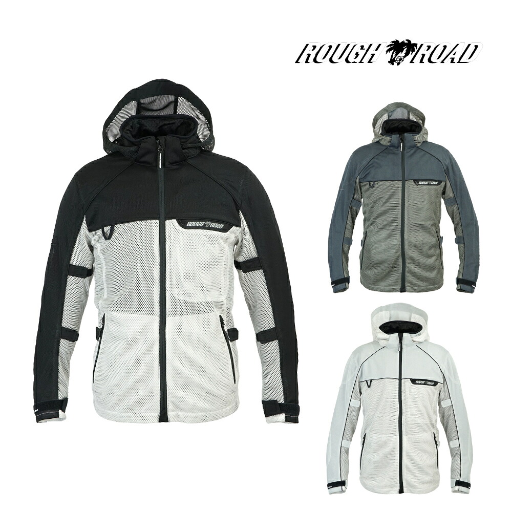 【18日限定！クーポン配布！】 ROUGH&ROAD (ラフ&ロード) バイク用 春夏 ウェア ジャケット 通気性 プロテクター RR7352 ダイレクトエアメッシュパーカーFP