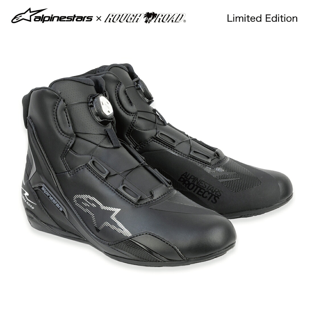 【15日限定!クーポン配布!】 ROUGH&ROAD (ラフ&ロード) バイク用 シューズ R2510426 Alpinestars × ROUGH&ROAD FASTER-4 BOAシューズ Asia オールブラック R2510426AK