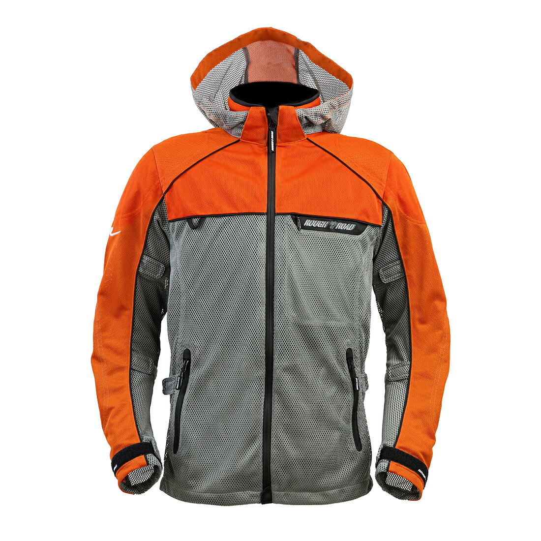 【18日限定！クーポン配布！】 ROUGH&ROAD (ラフ&ロード) バイク用 メッシュジャケット RR7352 ダイレクトエアメッシュパーカーFP オレンジ×ガンメタ RR7352OR/GM