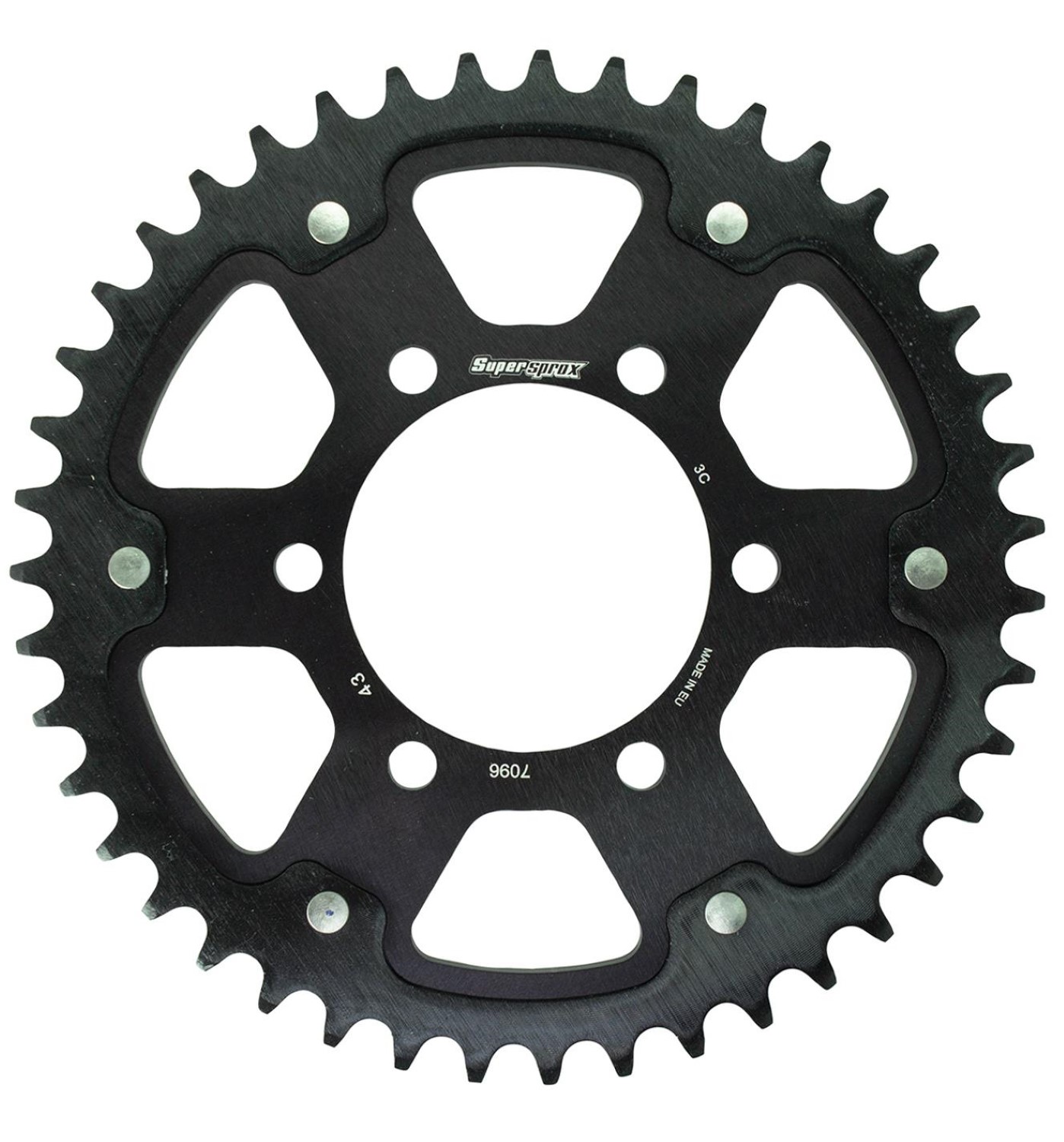 スーパースプロックス(Supersprox) ドリブン スプロケット リア ステルス (STEALTH) アルミ&スチール 43T ブラック RST-7096:43-BLK 社外ホイール対応：JB-MAGTAN、GALESPEED、LAVORANTE、MARVIC、DUOMO