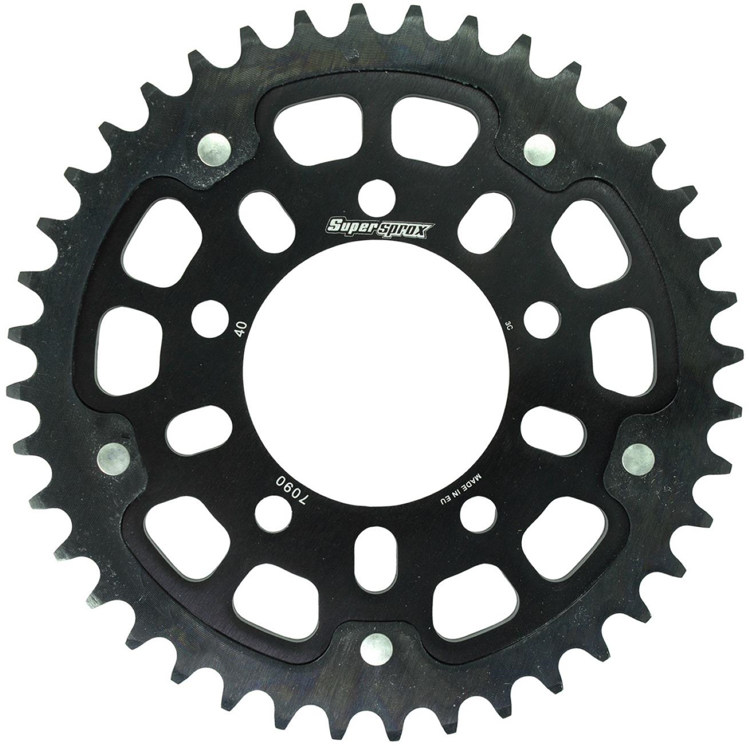 スーパースプロックス(Supersprox) ドリブン スプロケット リア ステルス (STEALTH) アルミ&スチール 40T ブラック RST-7090:40-BLK 社外ホイール対応：MARCHESINI (TYPE-A)、OZ、BST、ROTOBOX、ENKEI