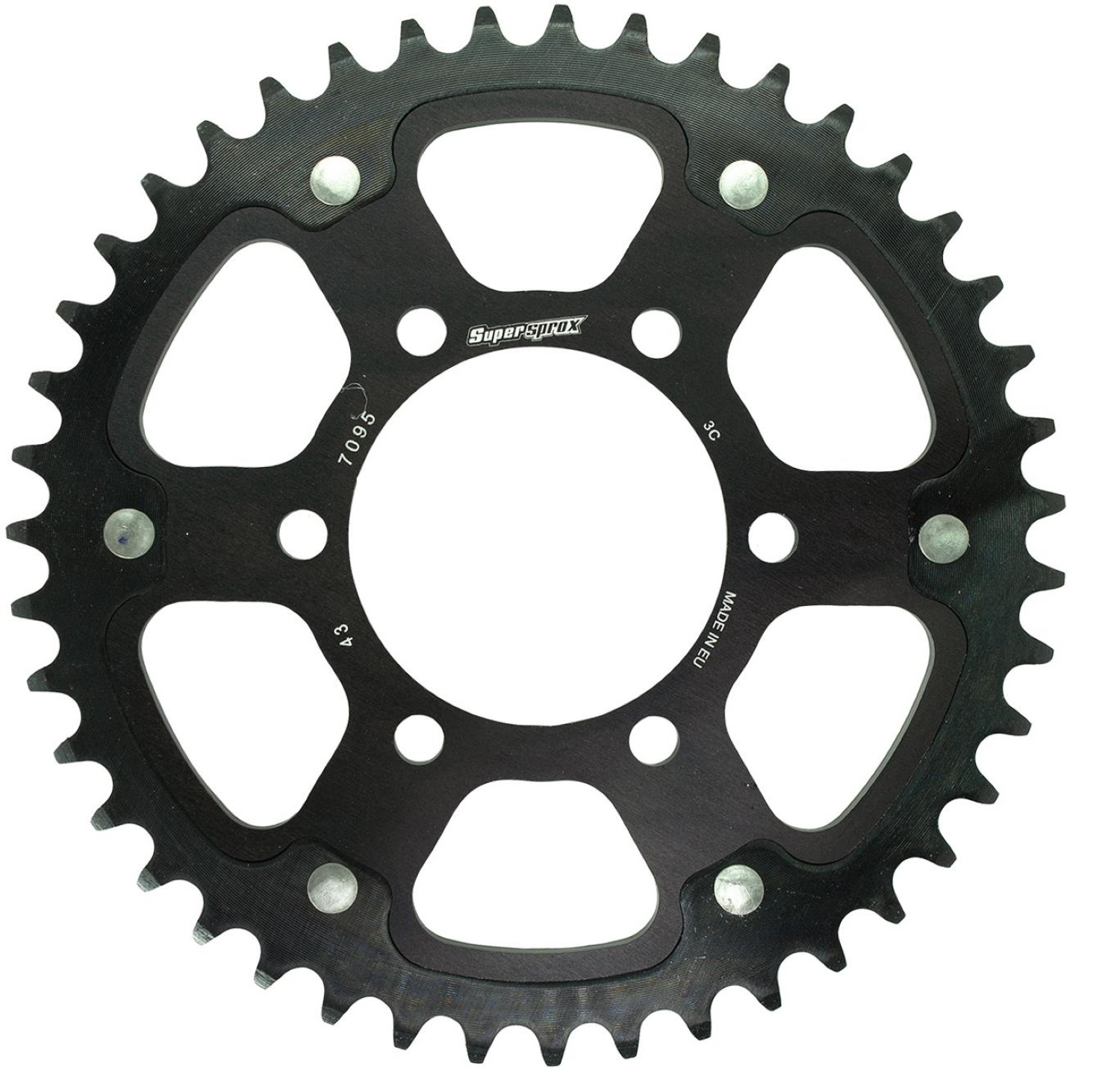 スーパースプロックス(Supersprox) ドリブン スプロケット リア ステルス (STEALTH) アルミ&スチール 43T ブラック RST-7095:43-BLK 社外ホイール対応:JB-MAGTAN、GALESPEED、LAVORANTE、MARVIC、DUOMO