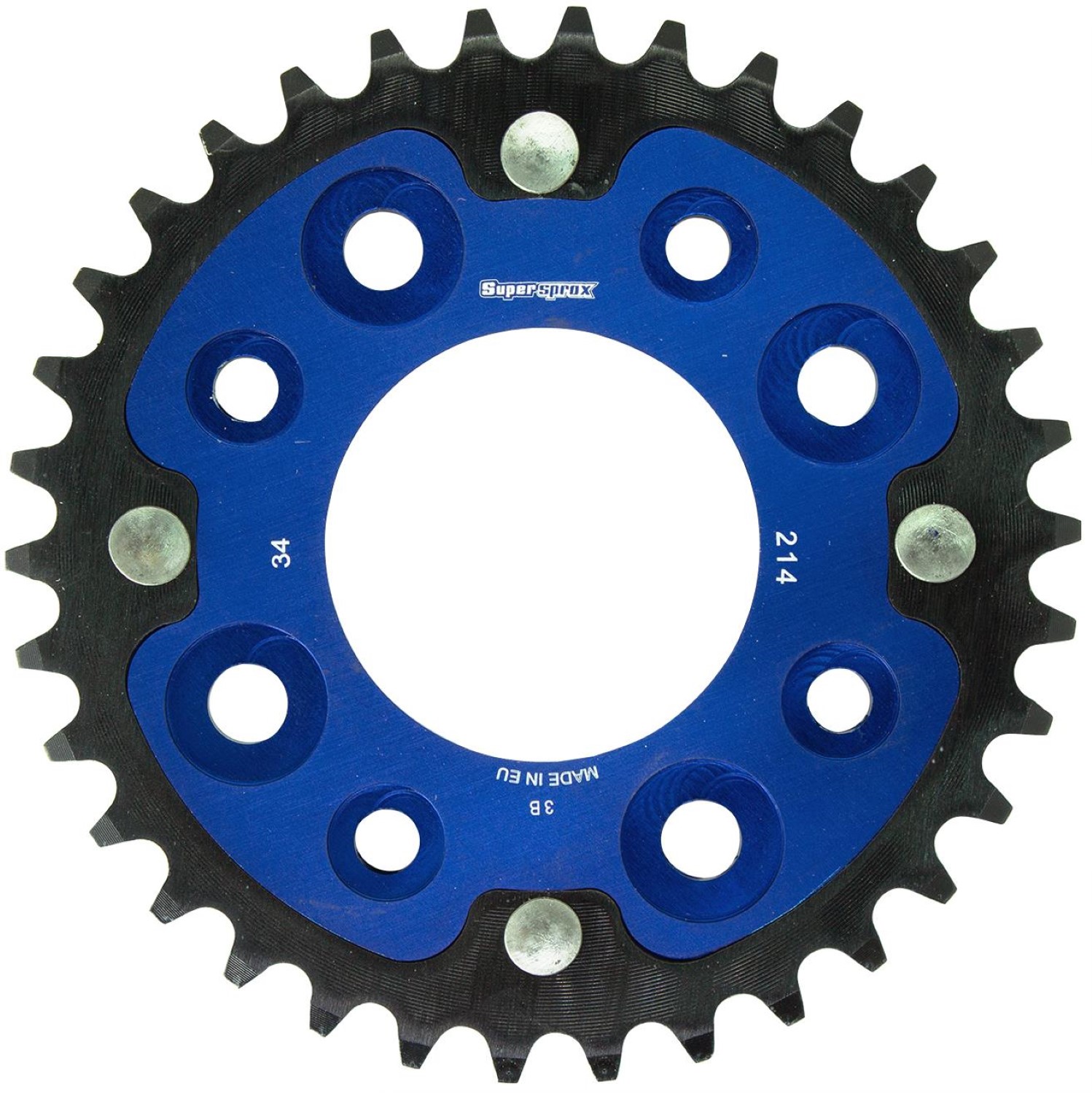 スーパースプロックス(Supersprox) バイク用 ドリブン スプロケット リア ステルス(STEALTH) アルミ&スチール 34T ブルー RST-214:34-BLU GROM 13-19 MONKEY125 18-19