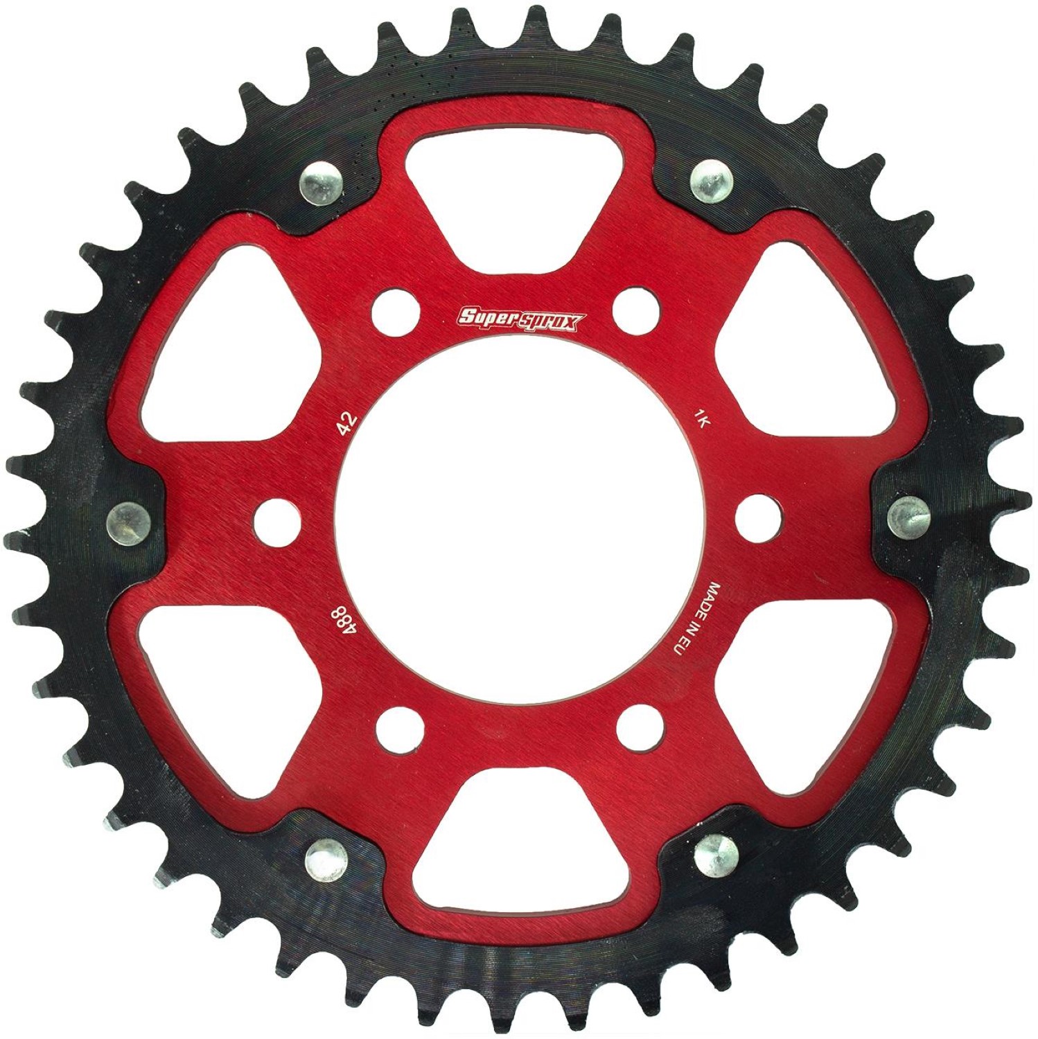 スーパースプロックス(Supersprox) バイク用 ドリブン スプロケット リア ステルス(STEALTH) アルミ&スチール 42T レッド RST-488:42-RED Z650 76-81 ZXR750(K1/K21) 91-92 ZRX1200R/S 01-08